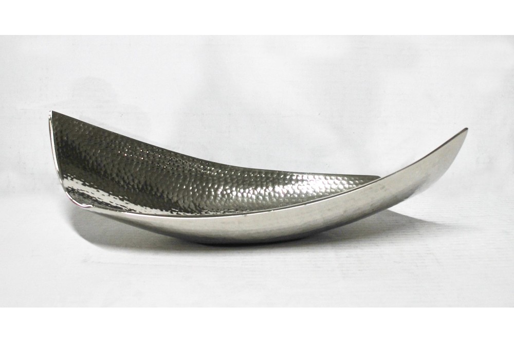 Διακοσμητική Ασημί Μεταλλική Πιατέλα 43x14x13cm