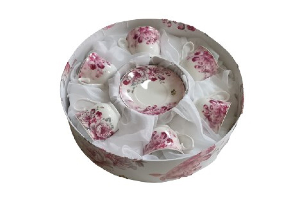 Φλυτζάνια Καφέ Πορσελάνης Σετ 6τεμ. Σε Καπελιέρα Vintage Flowers