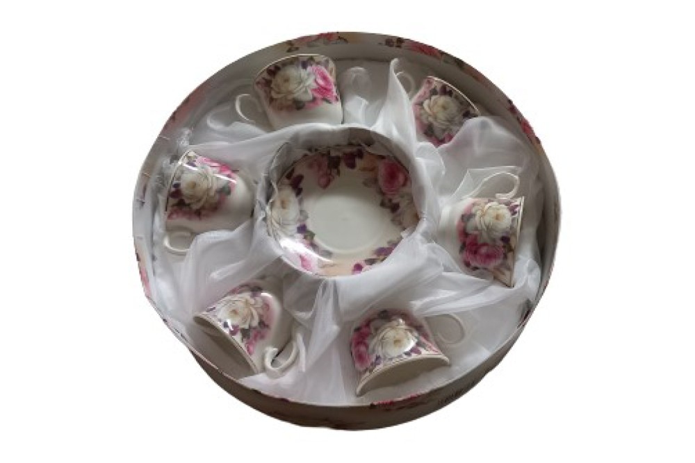 Φλυτζάνια καφέ πορσελάνης σετ 6τεμ. σε καπελιέρα Vintage Roses