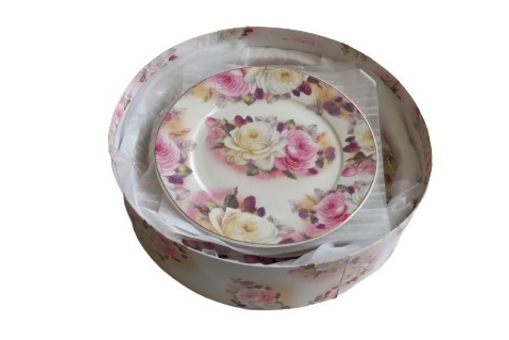 Σετ Πάστας & Πιατέλα 7τμχ Πορσελάνης Σε Καπελιέρα Vintage Roses