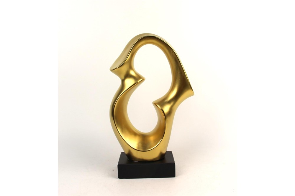 Κεραμικό Διακοσμητικό Χρυσό Ματ Αφηρημένο Σχέδιο Σε Βάση 35.5cm