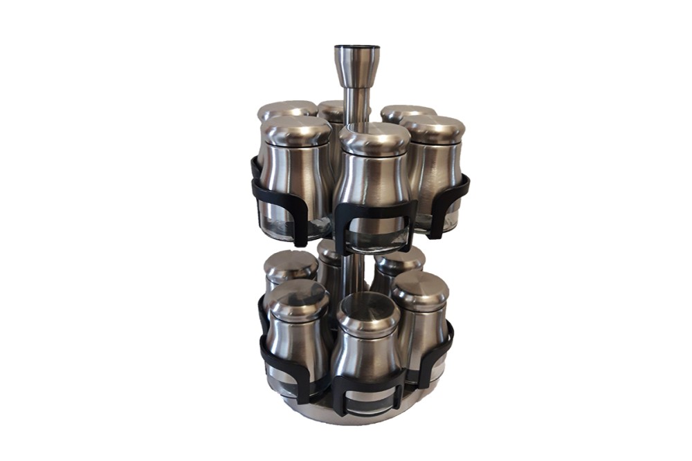 Θήκη Για Μπαχαρικά Inox Με Περιστρεφόμενη Βάση 12τεμ. Θήκη Για Μπαχαρικά Inox Με Περιστρεφόμενη Βάση 12τεμ.