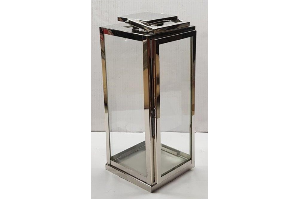 Φανάρι Μεταλλικό Ασημί 18x18x42εκ.