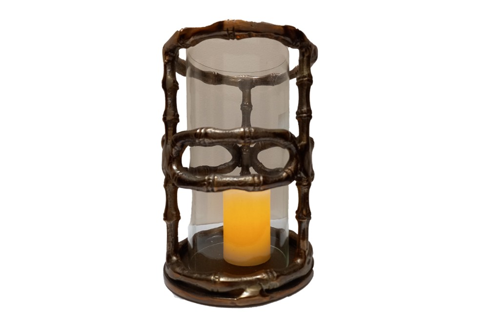 Διακοσμητικό Στρογγυλό Φανάρι Μεταλλικό Μπρονζέ  15x21εκ.