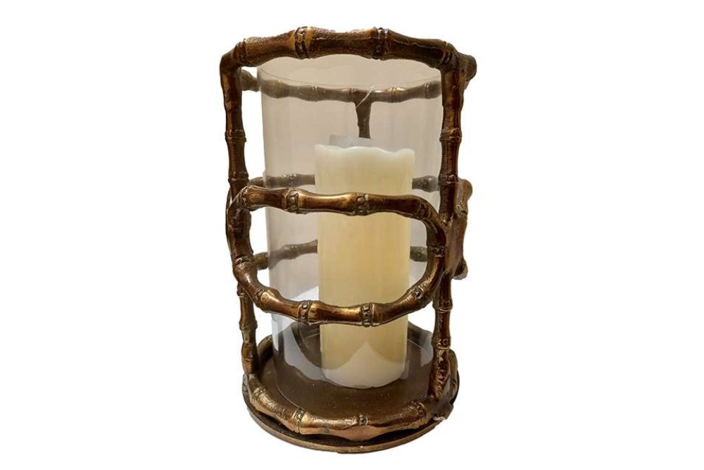 Διακοσμητικό Στρογγυλό Φανάρι Μεταλλικό Μπρονζέ  19x28εκ.