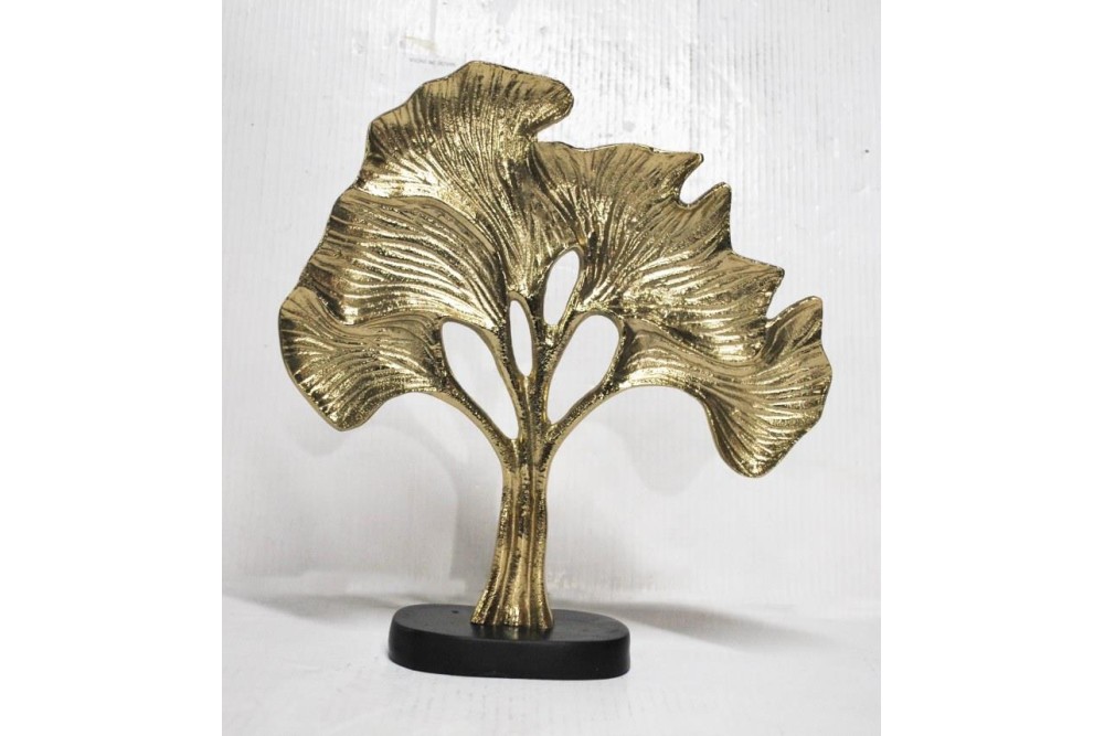 Eπιτραπέζιο Διακοσμητικό Μεταλλικό Χρυσό Δέντρο σε Ξύλινη Βάση 32x7.5x35.5cm