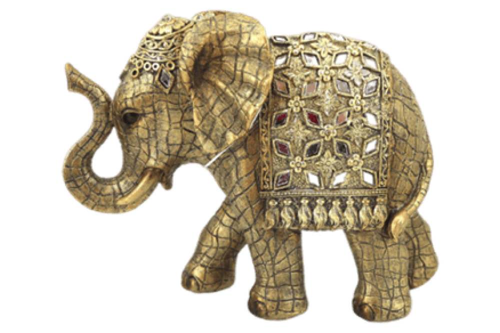 Διακοσμητικός Ελέφαντας Πολυεστερικός Σε Χρυσό Αντικέ Χρώμα  20.5x7x15cm