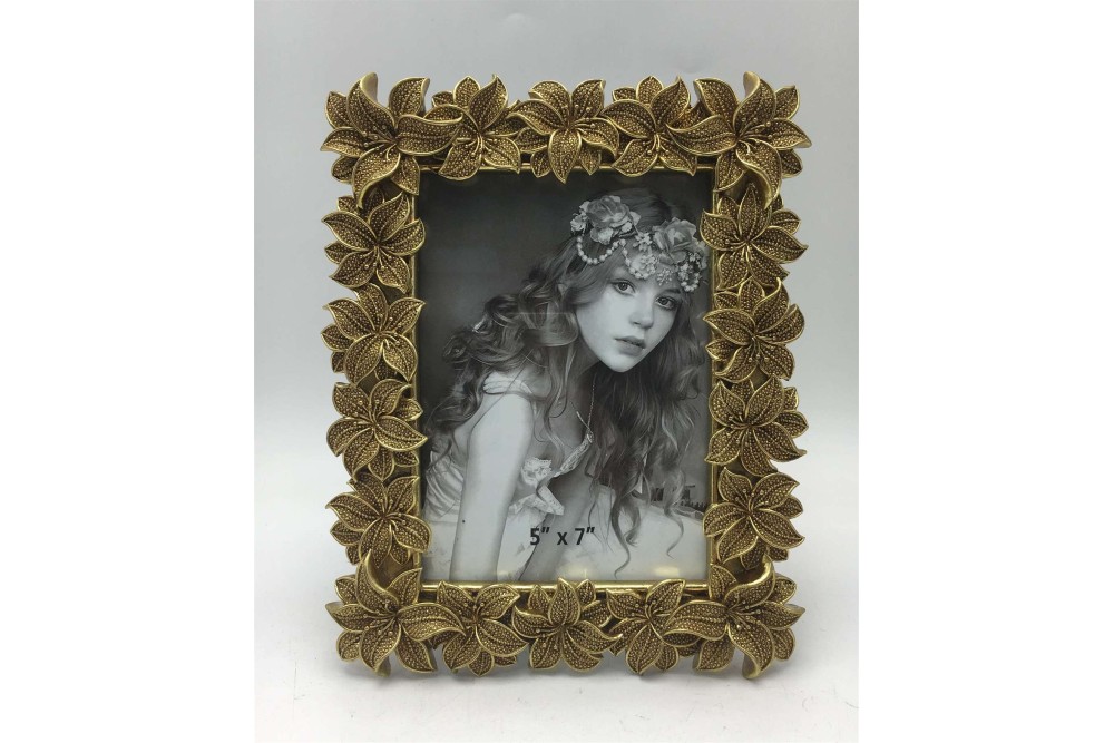 Κορνίζα Polyresin Χρυσή Ανάγλυφη Λουλούδια  22210-57  13×18εκ.