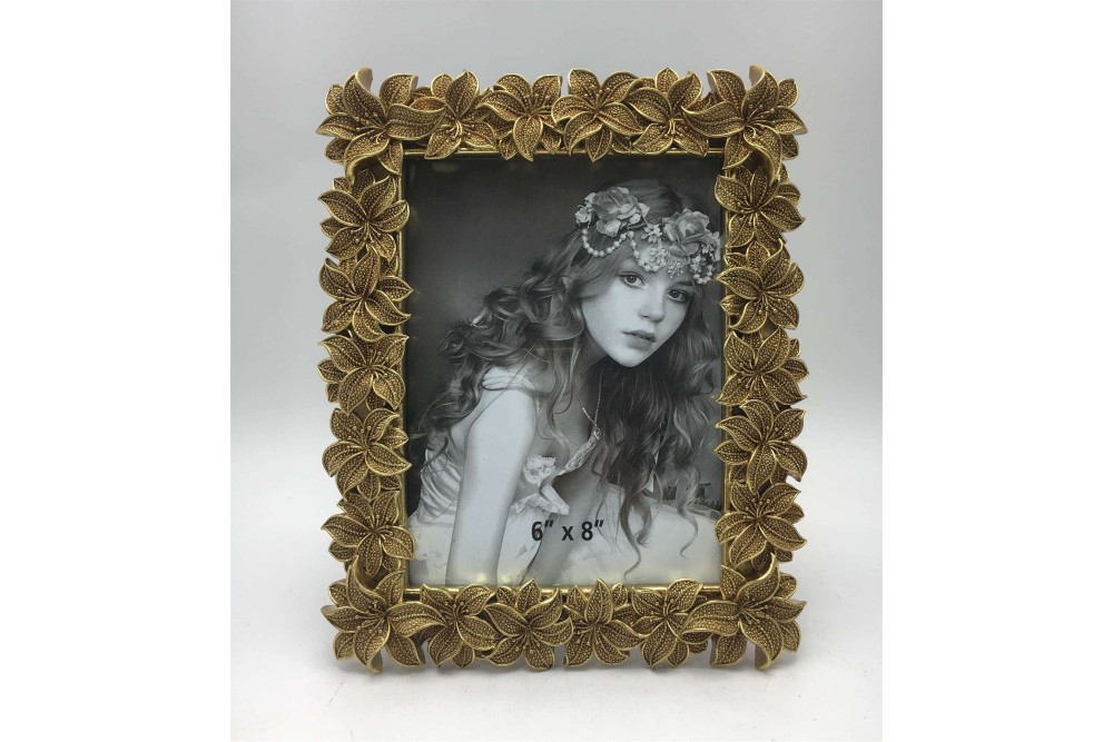 Κορνίζα Polyresin Χρυσή Ανάγλυφη Λουλούδια 22210-68  15×20εκ.