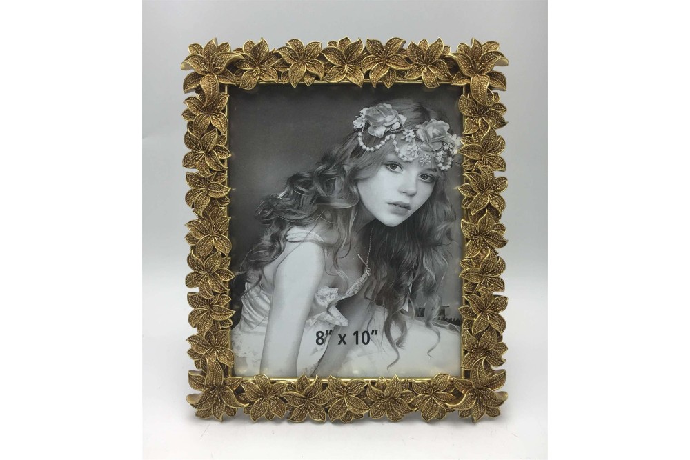 Κορνίζα Polyresin Χρυσή Ανάγλυφη Λουλούδια  22210-81 20×25εκ.