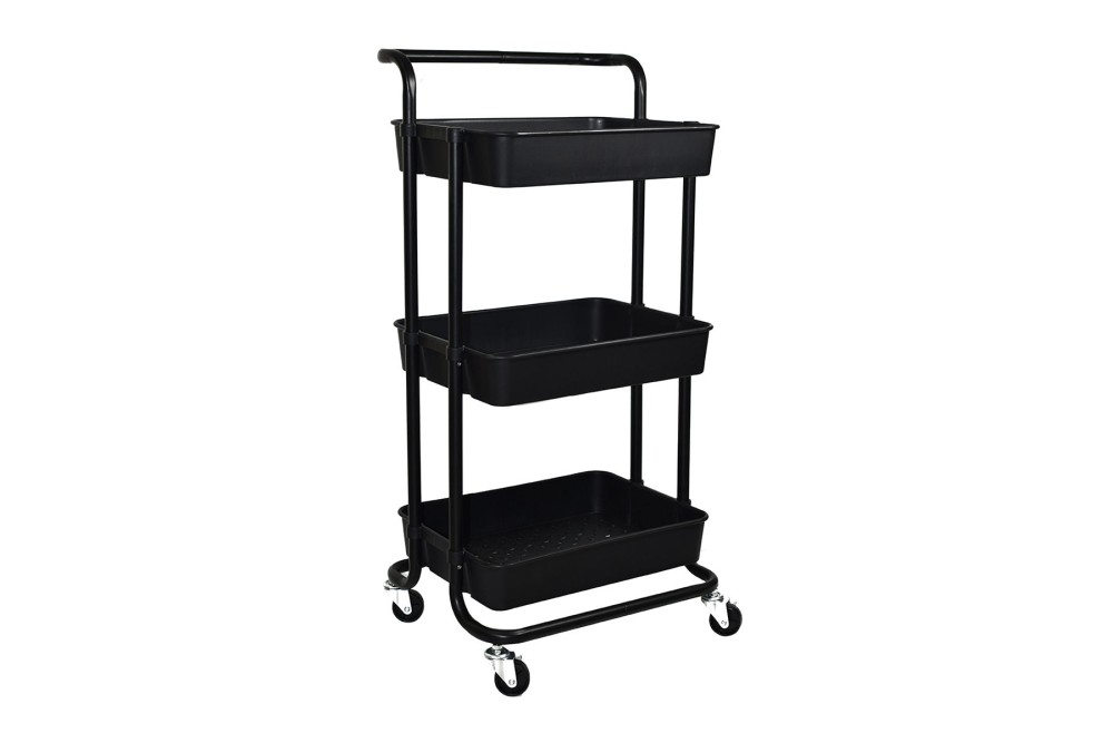 ESTIA ΤΡΟΛΕΪ ΑΠΟΘΗΚΕΥΣΗΣ ΜΕΤΑΛΛΙΚΟ 3 ΕΠΙΠΕΔΩΝ 43x36x86cm ΜΑΥΡΟ