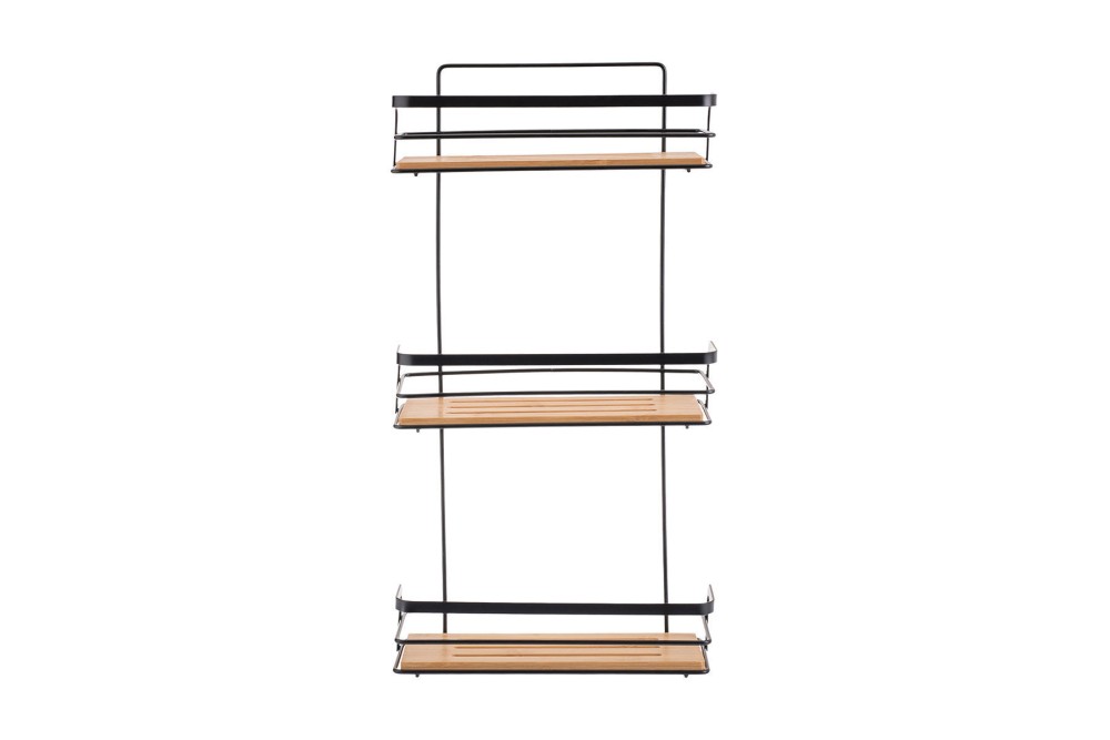ESTIA ΕΤΑΖΕΡΑ BAMBOO ESSENTIALS ΜΕΤΑΛΛΙΚΗ ΙΣΙΑ 3 ΘΕΣΕΩΝ 25.5x10.5x49cm ΜΑΥΡΗ