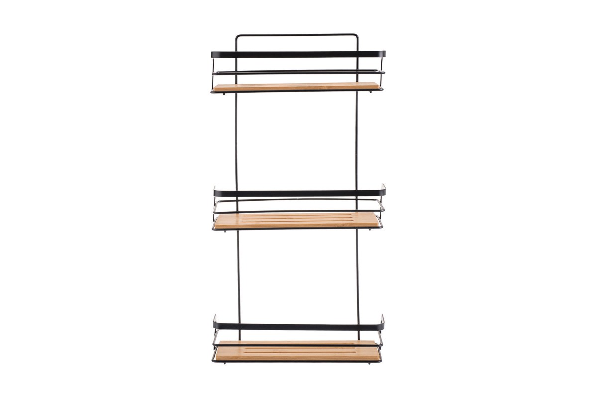 ESTIA ΕΤΑΖΕΡΑ BAMBOO ESSENTIALS ΜΕΤΑΛΛΙΚΗ ΙΣΙΑ 3 ΘΕΣΕΩΝ 25.5x10.5x49cm ΜΑΥΡΗ