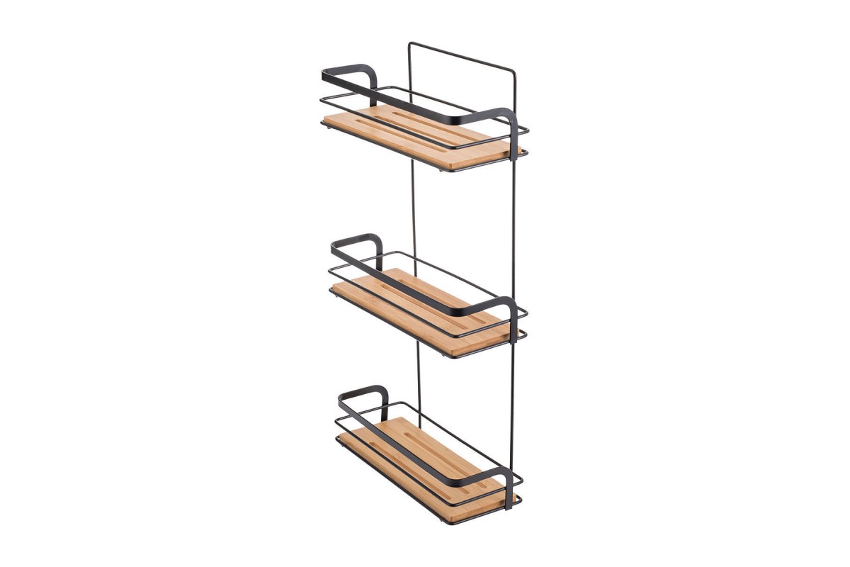 ESTIA ΕΤΑΖΕΡΑ BAMBOO ESSENTIALS ΜΕΤΑΛΛΙΚΗ ΙΣΙΑ 3 ΘΕΣΕΩΝ 25.5x10.5x49cm ΜΑΥΡΗ