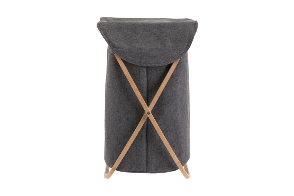 ESTIA ΚΑΛΑΘΙ ΑΠΛΥΤΩΝ BAMBOO ESSENTIALS 40x40x70cm ΜΕ ΘΗΚΗ ΠΟΛΥΕΣΤΕΡΑ ΠΤΥΣΣΟΜΕΝΟ ΓΚΡΙ