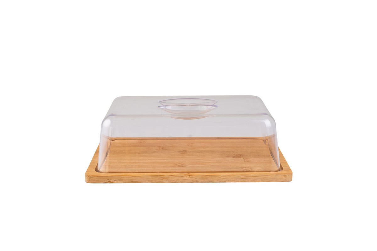 ESTIA ΒΑΣΗ ΤΥΡΙΩΝ BAMBOO ESSENTIALS ΜΕ ΠΛΑΣΤΙΚΌ ΚΑΠΑΚΙ 24x18x7.5cm