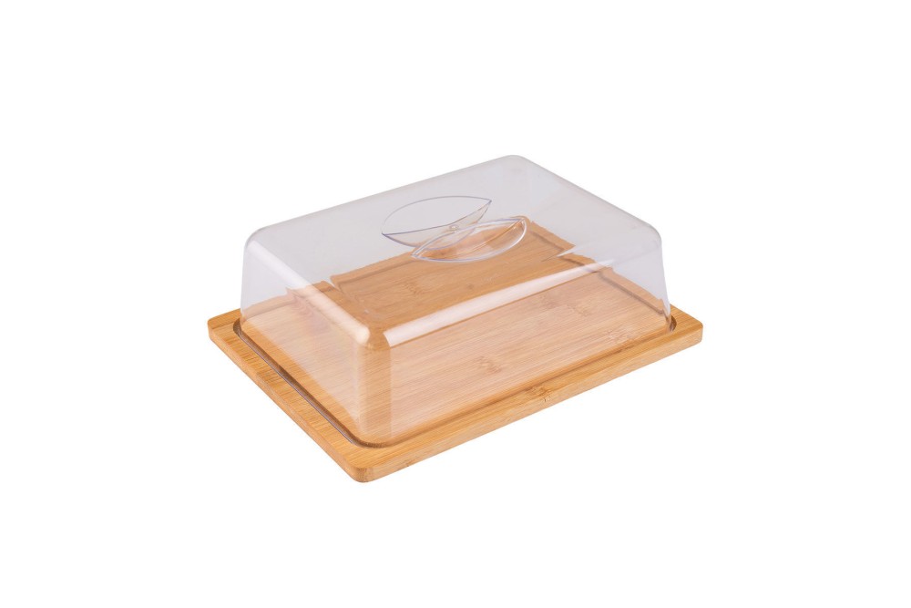 ESTIA ΒΑΣΗ ΤΥΡΙΩΝ BAMBOO ESSENTIALS ΜΕ ΠΛΑΣΤΙΚΌ ΚΑΠΑΚΙ 24x18x7.5cm