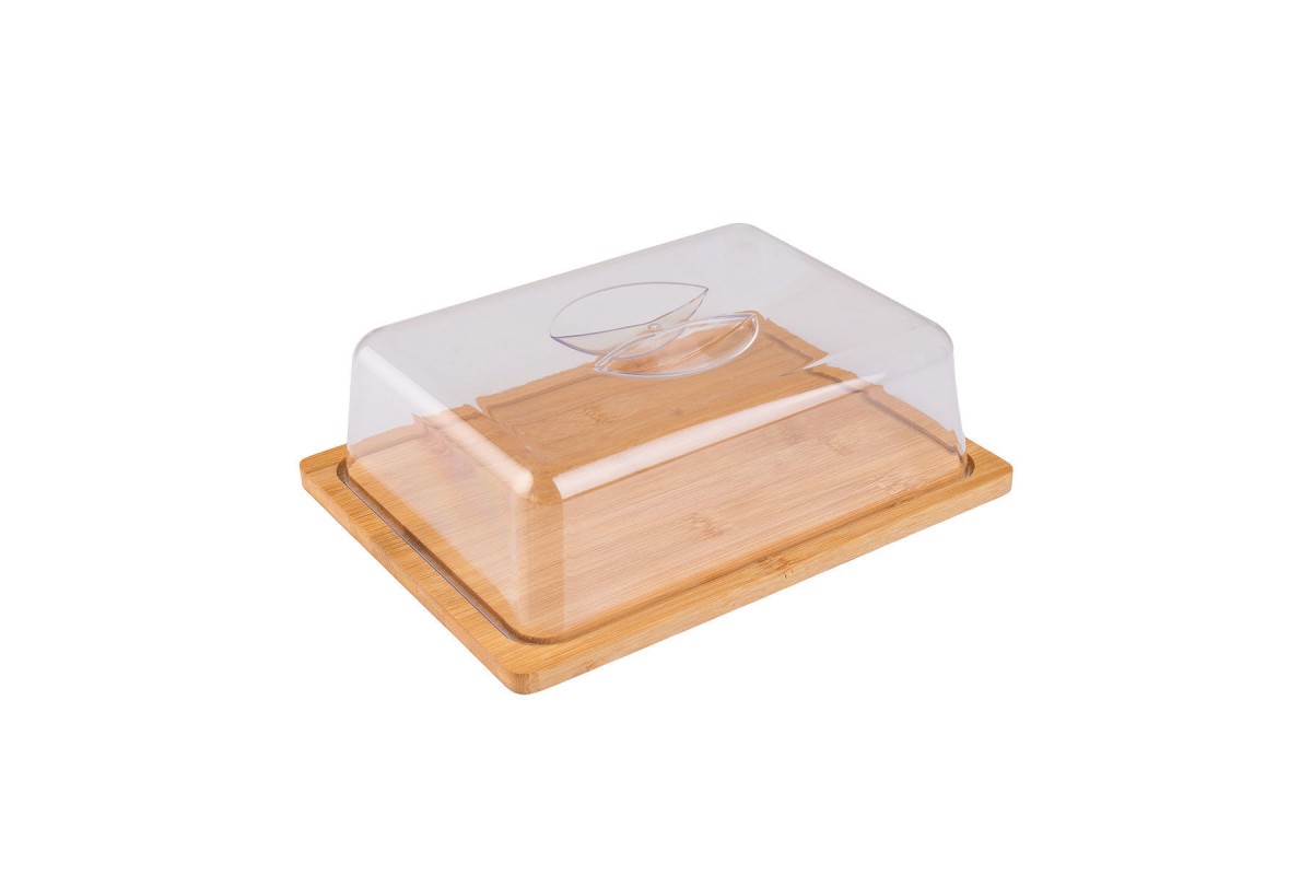 ESTIA ΒΑΣΗ ΤΥΡΙΩΝ BAMBOO ESSENTIALS ΜΕ ΠΛΑΣΤΙΚΌ ΚΑΠΑΚΙ 24x18x7.5cm