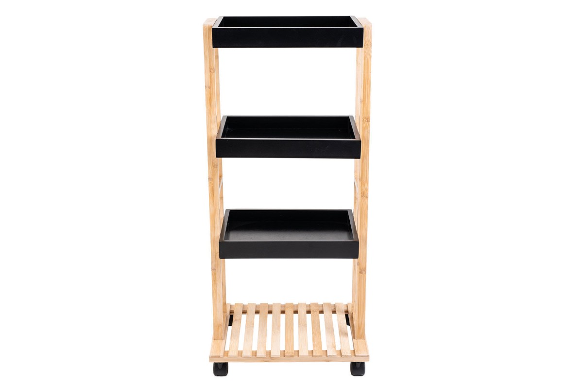 ESTIA ΤΡΟΛΕΪ ΑΠΟΘΗΚΕΥΣΗΣ BAMBOO ESSENTIALS 4 ΕΠΙΠΕΔΩΝ 40x30x88cm ΜΑΥΡΟ