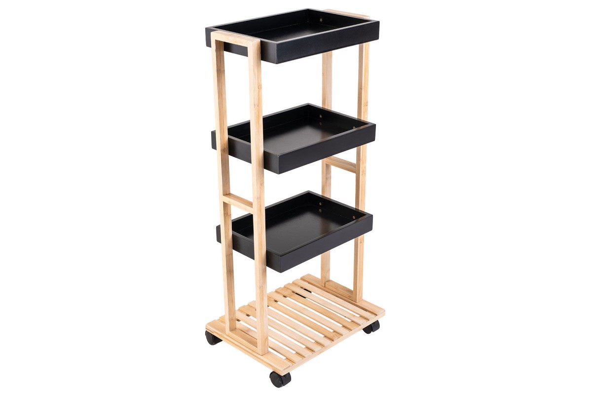 ESTIA ΤΡΟΛΕΪ ΑΠΟΘΗΚΕΥΣΗΣ BAMBOO ESSENTIALS 4 ΕΠΙΠΕΔΩΝ 40x30x88cm ΜΑΥΡΟ