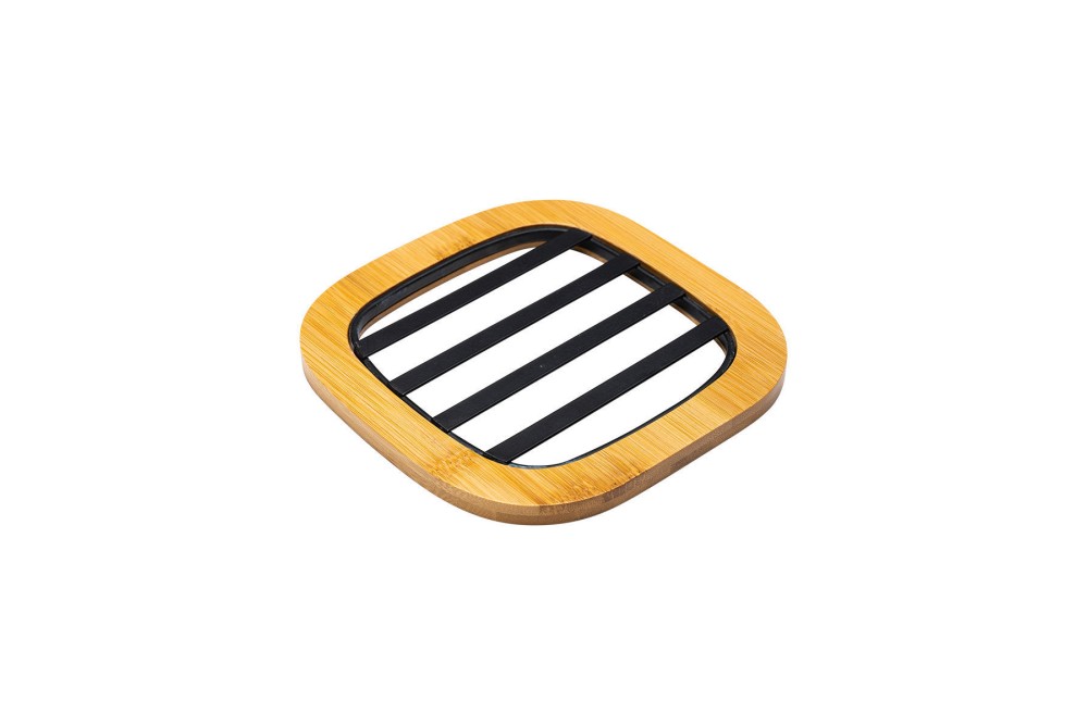 ESTIA ΒΑΣΗ ΜΑΓΕΙΡΙΚΟΥ ΣΚΕΥΟΥΣ BAMBOO ESSENTIALS MEΤΑΛΛΙΚΗ 17x17x1cm ΜΑΥΡΟ