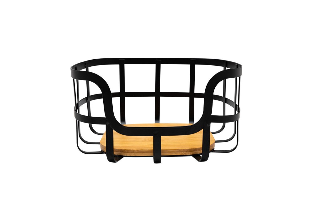 ESTIA ΦΡΟΥΤΙΕΡΑ BAMBOO ESSENTIALS ΜΕΤΑΛΛΙΚΗ 24x24x12.7cm ΜΑΥΡΗ