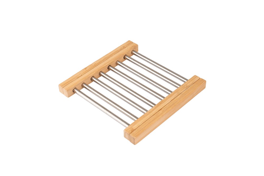 ESTIA ΒΑΣΗ ΜΑΓΕΙΡΙΚΟΥ ΣΚΕΥΟΥΣ BAMBOO ESSENTIALS ME ΑΝΟΞΕΙΔΩΤΟ ΑΤΣΑΛΙ ΠΤΥΣΣΟΜΕΝΗ 22x21.3x2.2cm