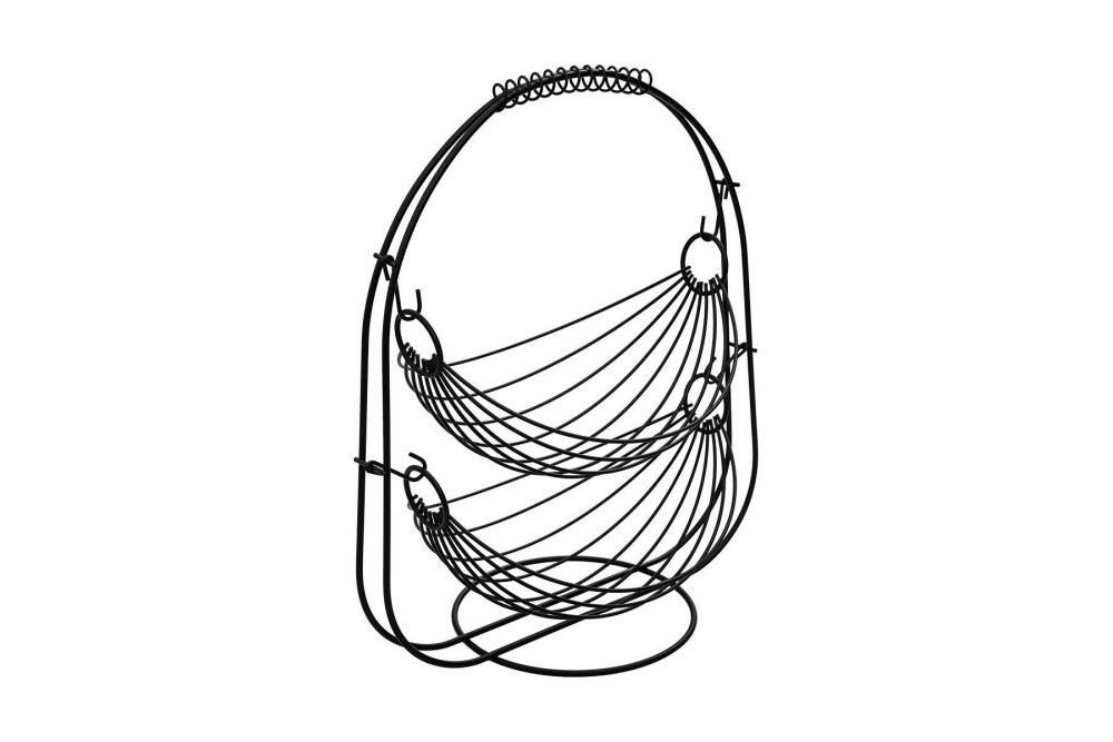 ESTIA ΦΡΟΥΤΙΕΡΑ 2 ΘΕΣΕΩΝ METAL BLACK ΜΕΤΑΛΛΙΚΗ 37χ20x42cm ΜΑΥΡΗ