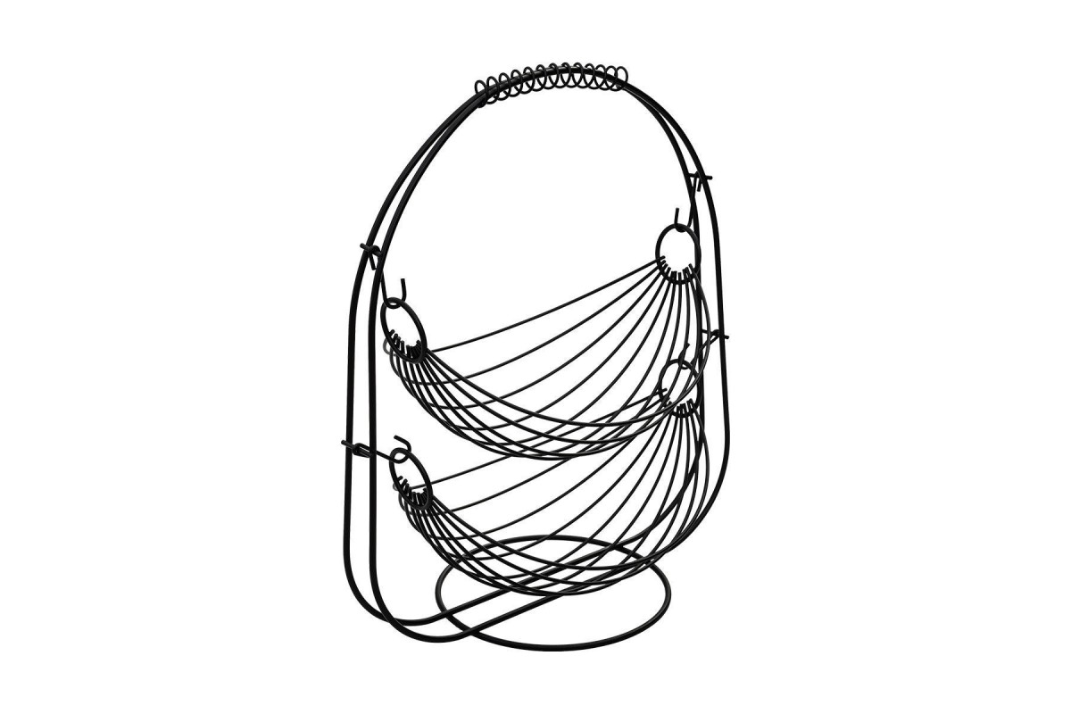 ESTIA ΦΡΟΥΤΙΕΡΑ 2 ΘΕΣΕΩΝ METAL BLACK ΜΕΤΑΛΛΙΚΗ 37χ20x42cm ΜΑΥΡΗ