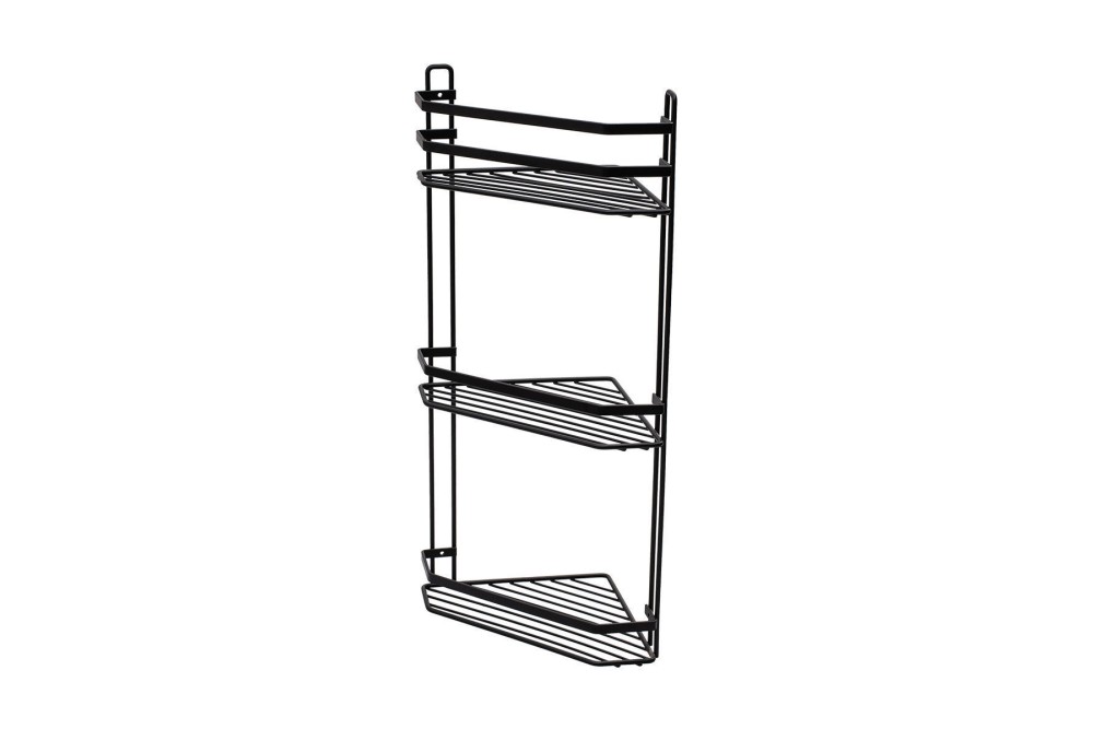 ESTIA ΕΤΑΖΕΡΑ ELEGANT ΜΕΤΑΛΛΙΚΗ ΓΩΝΙΑΚΗ 3 ΘΕΣΕΩΝ 54x28x18cm ΜΑΥΡΗ