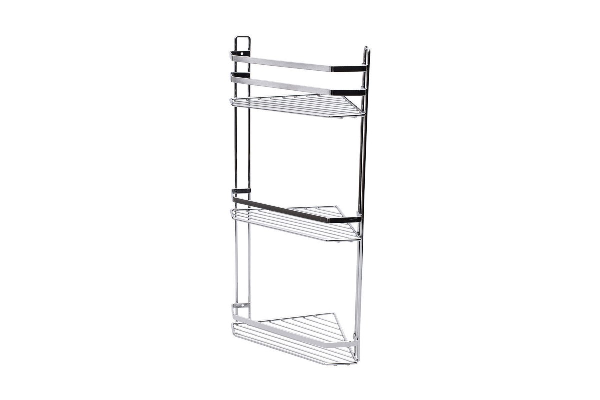 ESTIA ΕΤΑΖΕΡΑ ELEGANT ΜΕΤΑΛΛΙΚΗ ΓΩΝΙΑΚΗ 3 ΘΕΣΕΩΝ 54x28x18cm ΧΡΩΜΙΟΥ