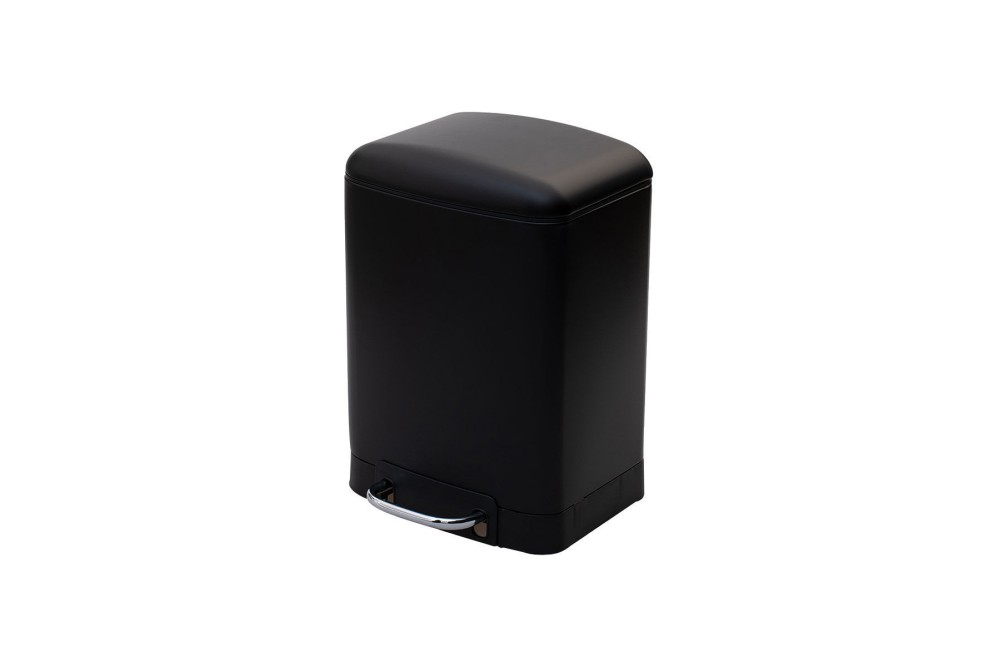 ESTIA ΧΑΡΤΟΔΟΧΕΙΟ ΜΠΑΝΙΟΥ SOFT CLOSE ΟΡΘΟΓΩΝΙΟ 6lt ΜΑΤ ΜΑΥΡΟ