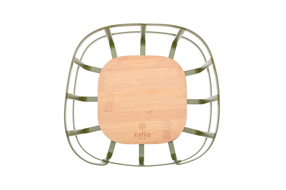ESTIA ΦΡΟΥΤΙΕΡΑ BAMBOO ESSENTIALS ΜΕΤΑΛΛΙΚΗ 24x24x12.7cm ΛΑΔΙ