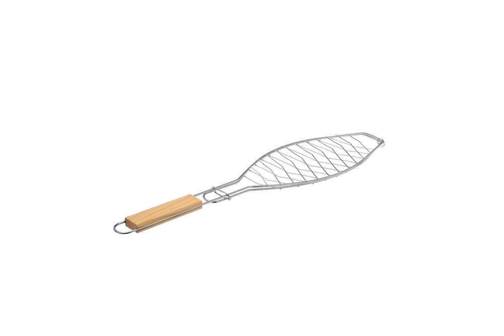 ESTIA ΣΧΑΡΑ ΨΗΣΙΜΑΤΟΣ ΨΑΡΙΟΥ BARBEQUE ΜΕΤΑΛΛΙΚΗ 33x14cm ΜΕ ΞΥΛΙΝΗ ΛΑΒΗ