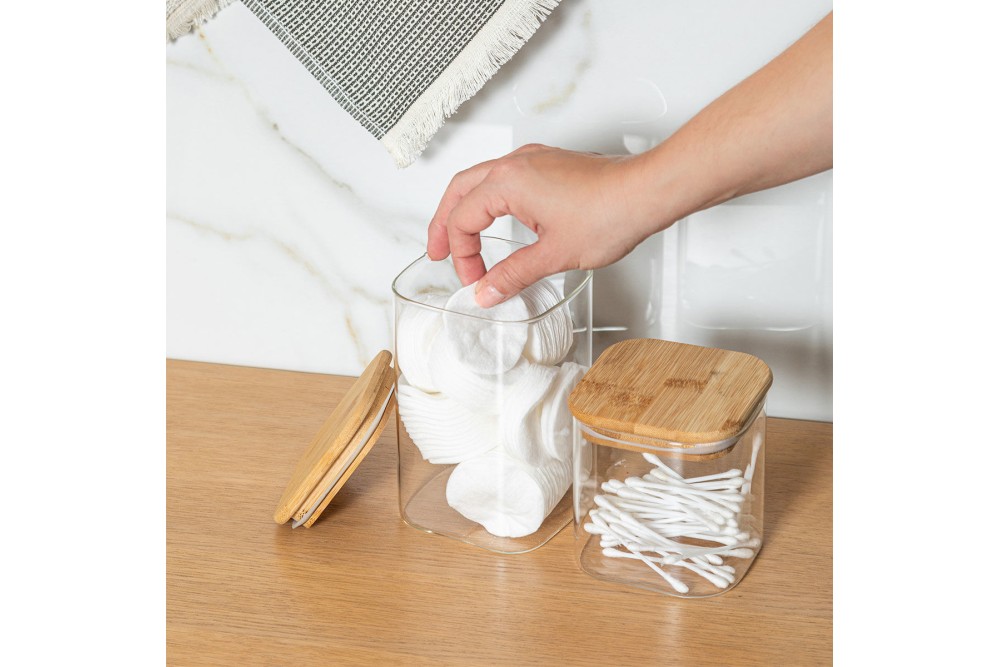 ESTIA ΔΟΧΕΙΟ ΑΠΟΘΗΚΕΥΣΗΣ BAMBOO ESSENTIALS 550ml ΓΥΑΛΙΝΟ ΜΕ ΚΑΠΆΚΙ