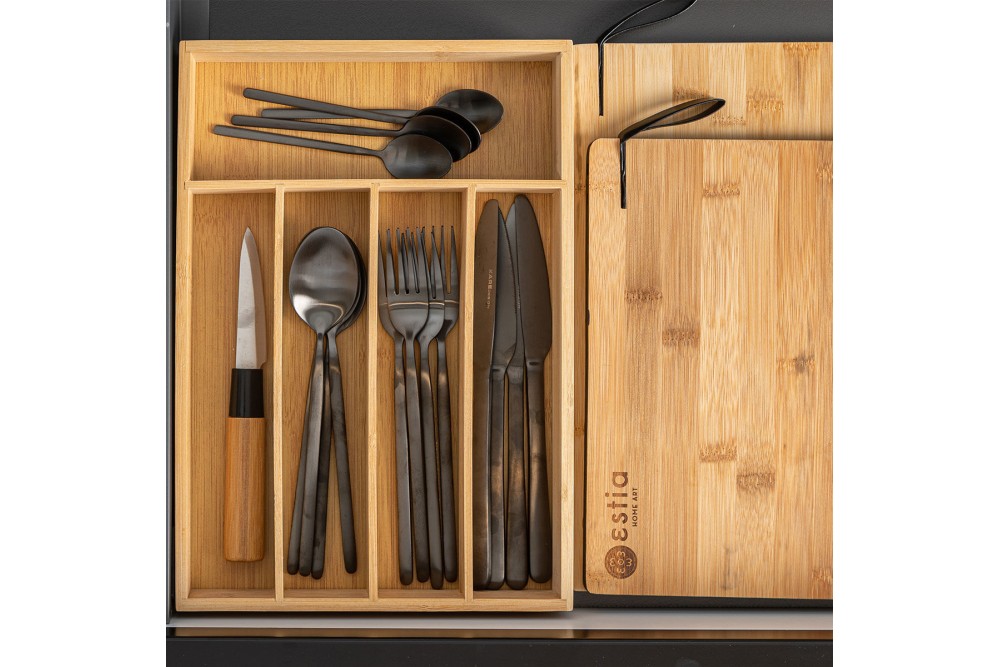 ESTIA ΘΗΚΗ ΣΥΡΤΑΡΙΟΥ ΓΙΑ ΜΑΧΑΙΡΟΠΙΡΟΥΝΑ BAMBOO ESSENTIALS 5 ΘΕΣΕΩΝ 33x23x4.5cm