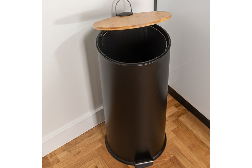 ESTIA ΚΑΔΟΣ ΑΠΟΡΡΙΜΑΤΩΝ SOFT CLOSE BAMBOO ESSENTIALS 30lt ΜΑΤ ΜΑΥΡΟΣ