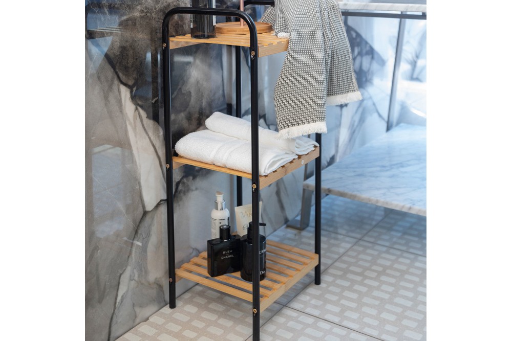 ESTIA ΡΑΦΙΕΡΑ ΕΠΙΔΑΠΕΔΙΑ BAMBOO ESSENTIALS ΜΕ ΜΕΤΑΛΛΙΚΗ ΒΑΣΗ 30x26x75cm 3 ΕΠΙΠΕΔΩΝ