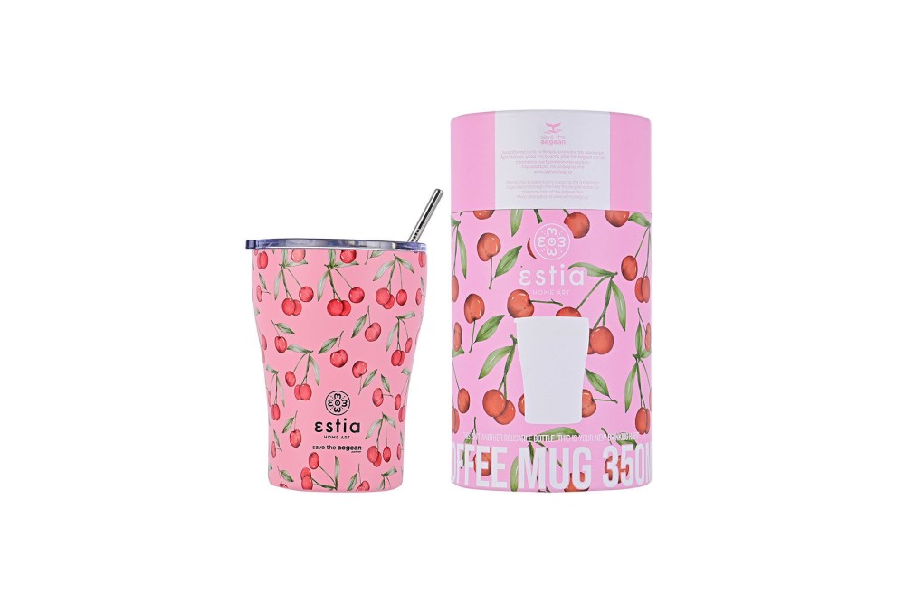 ESTIA ΘΕΡΜΟΣ COFFEE MUG SAVE THE AEGEAN 350ml CHERRY ROSE