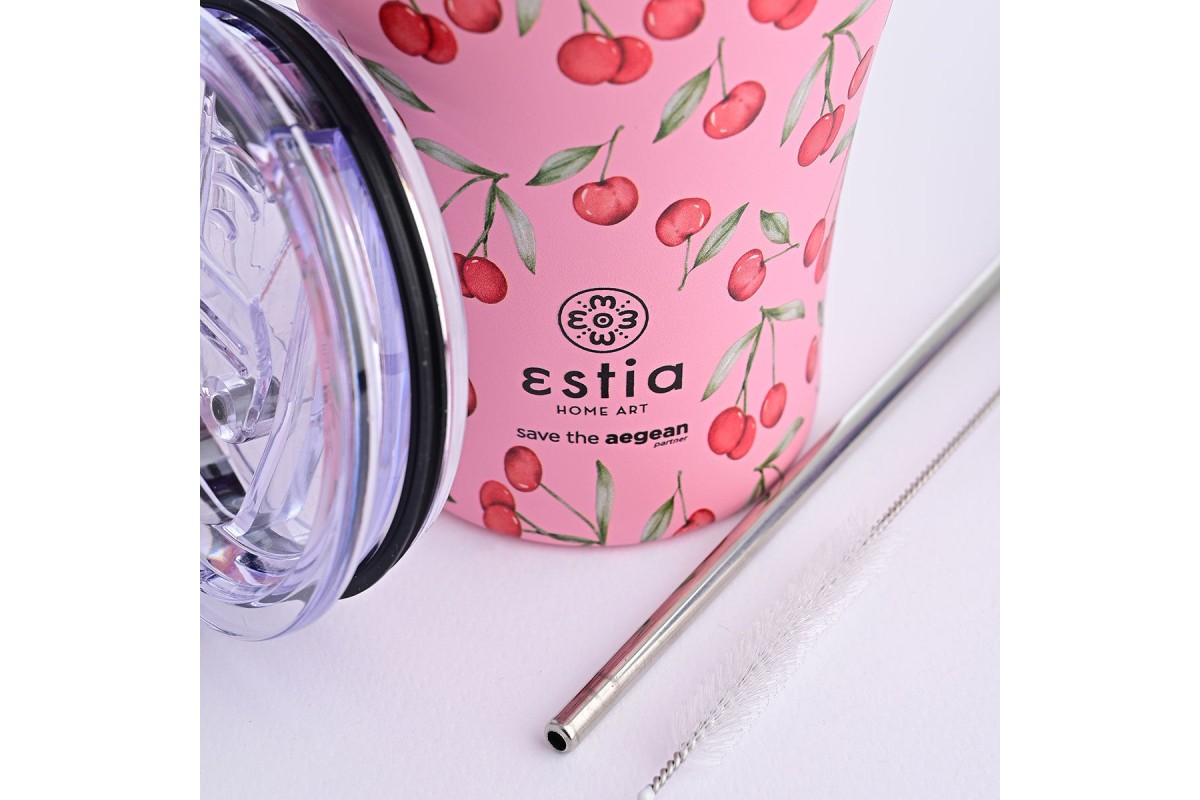 ESTIA ΘΕΡΜΟΣ COFFEE MUG SAVE THE AEGEAN 350ml CHERRY ROSE