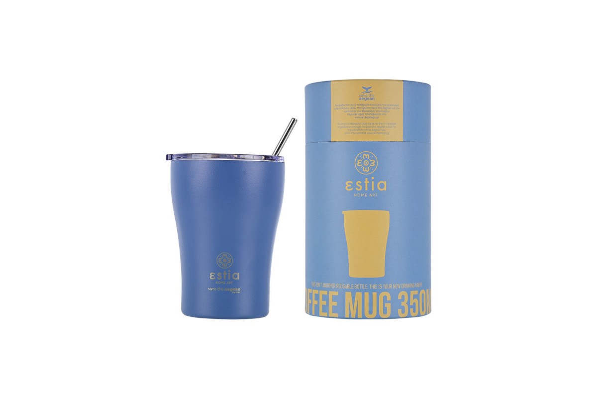 ESTIA ΘΕΡΜΟΣ COFFEE MUG SAVE THE AEGEAN 350ml DENIM BLUE