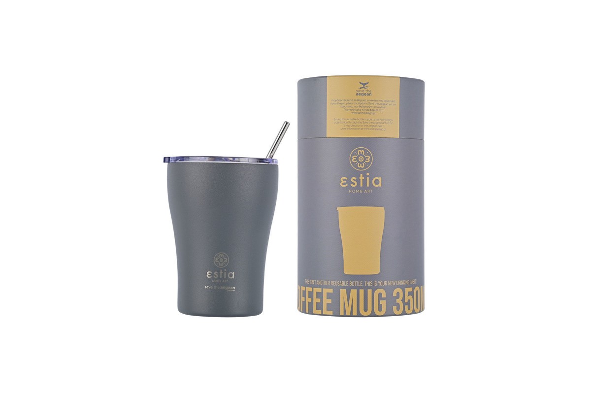 ESTIA ΘΕΡΜΟΣ COFFEE MUG SAVE THE AEGEAN 350ml FJORD GREY