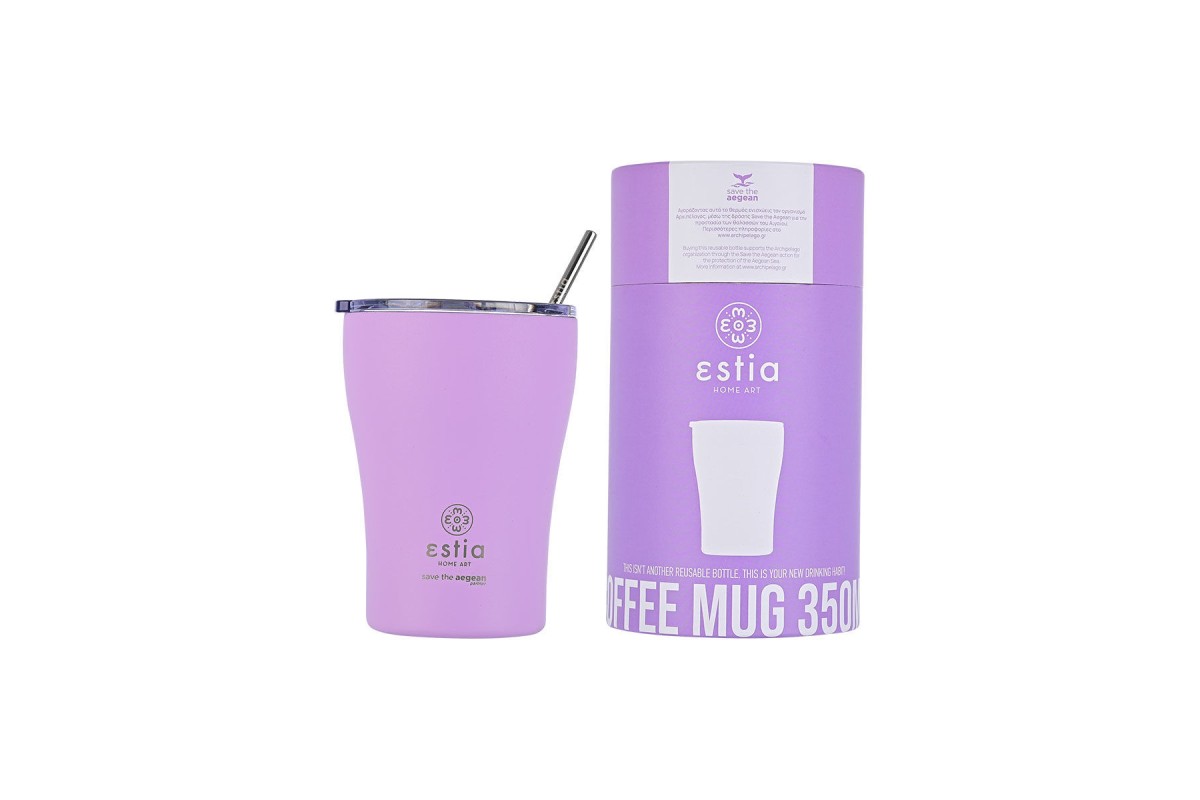 ESTIA ΘΕΡΜΟΣ COFFEE MUG SAVE THE AEGEAN 350ml LAVENDER PURPLE