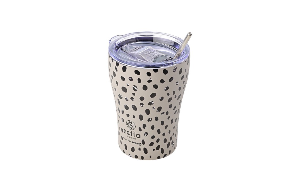 ESTIA ΘΕΡΜΟΣ COFFEE MUG SAVE THE AEGEAN 350ml LEOPARD TAUPE