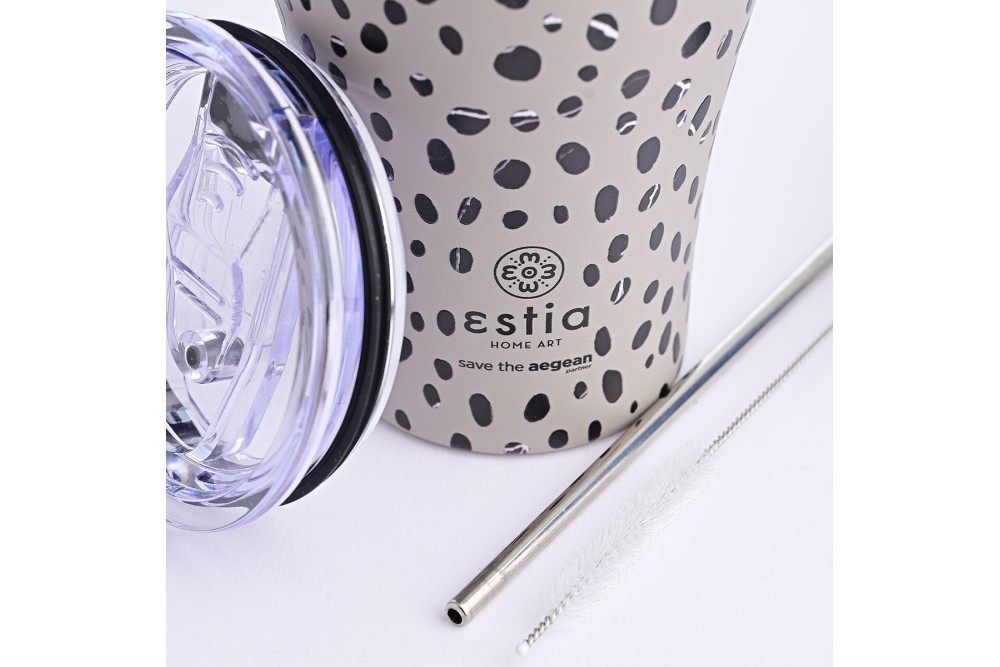 ESTIA ΘΕΡΜΟΣ COFFEE MUG SAVE THE AEGEAN 350ml LEOPARD TAUPE