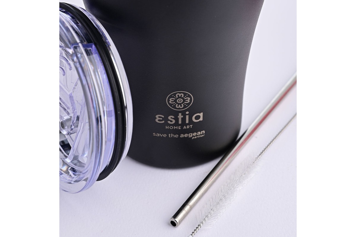 ESTIA ΘΕΡΜΟΣ COFFEE MUG SAVE THE AEGEAN 350ml MIDNIGHT BLACK