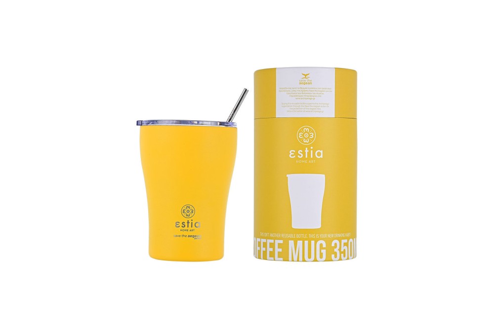 ESTIA ΘΕΡΜΟΣ COFFEE MUG SAVE THE AEGEAN 350ml PINEAPPLE YELLOW