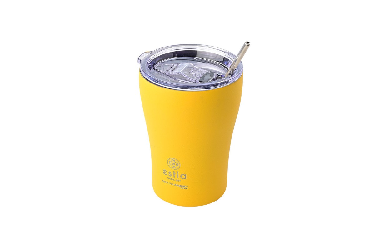 ESTIA ΘΕΡΜΟΣ COFFEE MUG SAVE THE AEGEAN 350ml PINEAPPLE YELLOW