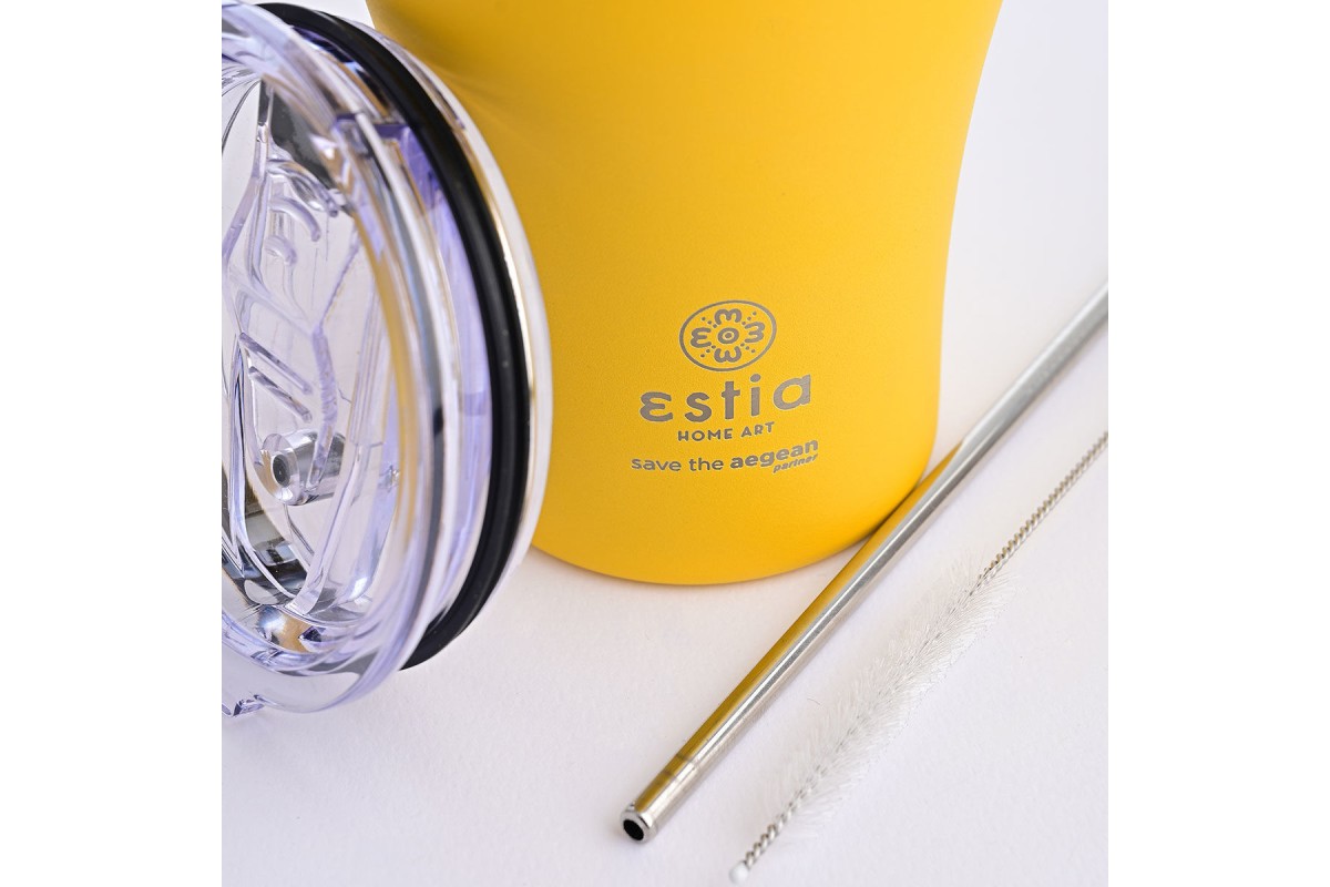 ESTIA ΘΕΡΜΟΣ COFFEE MUG SAVE THE AEGEAN 350ml PINEAPPLE YELLOW