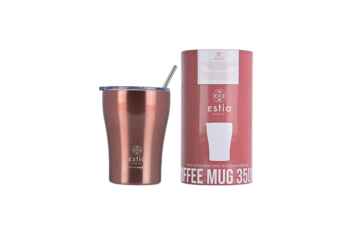 ESTIA ΘΕΡΜΟΣ COFFEE MUG SAVE THE AEGEAN 350ml ROSE GOLD